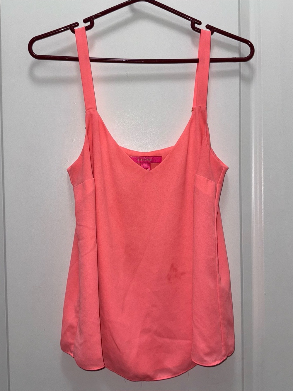 Lilly Pulitzer Florin Silk/Polyester Cami Tank Top - Neon Coral Pink - Women’s S
